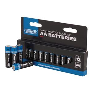 Domestic Batteries, Draper 03972 PowerUP Ultra Alkaline AA Batteries (Pack of 12), Draper