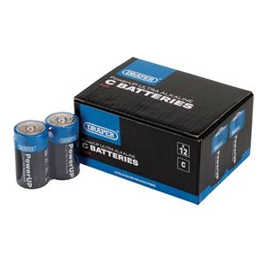 Domestic Batteries, Draper 03978 PowerUP Ultra Alkaline C Batteries (Pack of 12), Draper