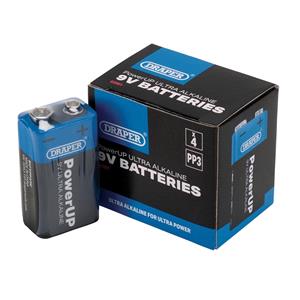 Domestic Batteries, Draper 03981 PowerUP Ultra Alkaline 9V Batteries (Pack of 4), Draper