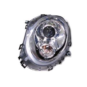 Lights, Left Headlamp (Bi Xenon, With Clear Indicator, With Silver Bezel, Takes D1S Bulb, Without Ballast, With Self Levelling, Original Equipment) for Mini One Cooper 2006 2010, 