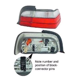 Lights, Right Rear Lamp (Coupé, Clear, With Check Control, Original Equipment) for BMW 3 Series Coupe 1992 1999, 