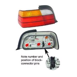 Lights, Left Rear Lamp (Coupé, Amber Indicator, Without Check Control, Original Equipment) for BMW 3 Series Convertible 1992 1999, 