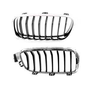 Grilles, BMW 3 Series F30 2012 2015 LH (Passenger Side) Grille, Chrome Frame, With Black Vanes, 