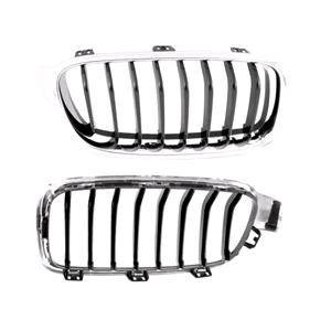 Grilles, BMW 3 Series F30 2012 2015 RH (Driver Side) Grille, Chrome Frame, With Black Vanes, 