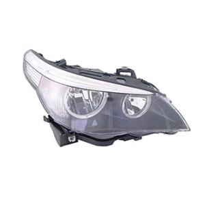 Lights, BMW 5 Series 2003 2007 RH Headlight. Halogen, H7 H7, With Cover, With Motor, 