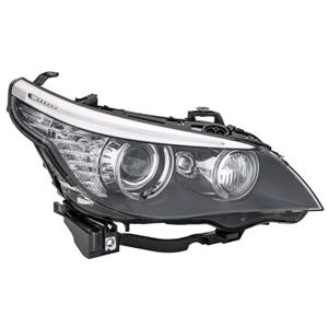Lights, Right Headlamp (Bi Xenon, Takes D1S / H8 / H1 Bulbs, With Curve Light, Supplied With Motor, Original Equipment) for BMW 5 Series 2007 2010, 