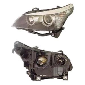 Lights, Left Headlamp (Halogen, Takes H7 Bulbs, Original Equipment) for BMW 5 Series 2007 2010, 