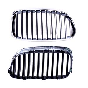 Grilles, BMW 5 Series F10 2010 2013 RH Grille, Chrome Frame, Black/Chrome Vanes, 