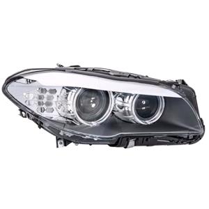 Lights, Right Headlamp (Bi Xenon, Takes D1S Bulb, With LED DRL, Without Bending Light, Supplied With Motor, Original Equipment) for BMW 5 Series 2010 2014, 