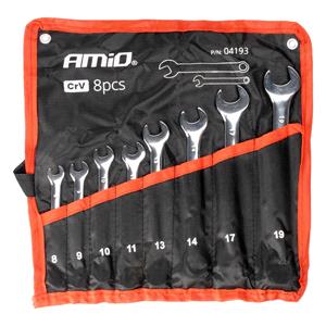 Metric Spanner Sets, Open End Spanners 8 19mm   Set of 8, AMIO