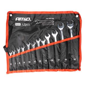 Metric Spanner Sets, Open End Spanners 6 22mm   Set of 12, AMIO