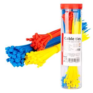Cable Ties, Multicoloured Plastic Cable Ties   Set of 150, AMIO