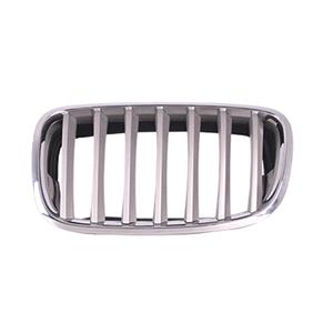 Grilles, BMW X5 2007 2013 LH (Passengers Side) Front Bumper Grille, With Chrome Frame, With Matt Silver Vanes, 
