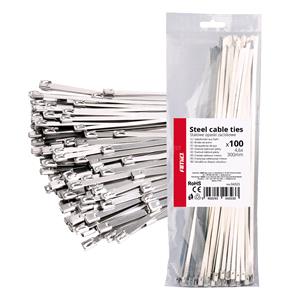 Cable Ties, Stainless Steel Cable Ties 4.6x300mm   Pack of 100, AMIO