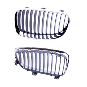 Grilles, BMW 1 Series E88 2007 2012 LH Grille, Matte Dark Grey, With Chrome Frame, Thatcham Approved, 