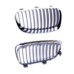 Grilles, BMW 1 Series E88 2007 2012 RH Grille, Matte Dark Grey, With Chrome Frame, Thatcham Approved, 