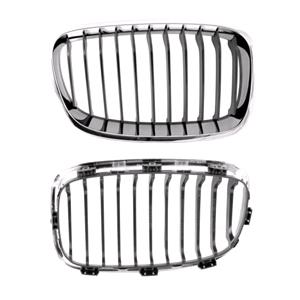 Grilles, BMW 1 Series F20 2012 2015 RH Grille, Chrome Frame, With 11 Black Vanes, Not For Sport or M Sport Mode, 