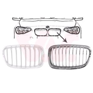 Grilles, BMW 1 Series F20 2011 2015 LH Grille, Chrome Frame, With 11 Silver Vanes, Not For M Sport Models, 