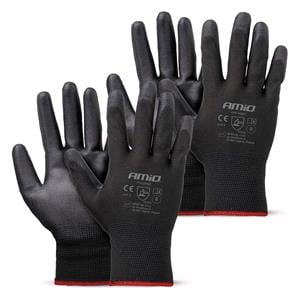 Gloves, PU Safety Gloves, Size 8   2 Pairs, AMIO