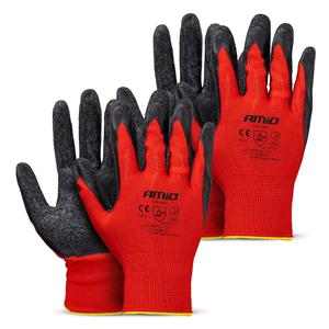 Gloves, Latex Coated Safety Work Gloves Size XL    2 Pairs, AMIO