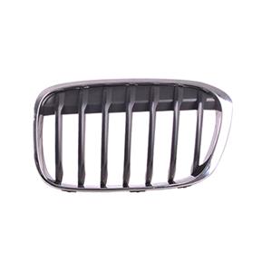 Grilles, BMW X1, F48, 2015 2019 LH (Passenger Side) Front Bumper Grille, Matt Black, With Chrome Frame, 