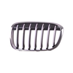 Grilles, BMW X1, F48, 2015 2019 LH (Passenger Side) Front Bumper Grille, Painted Silver, With Chrome Frame, 