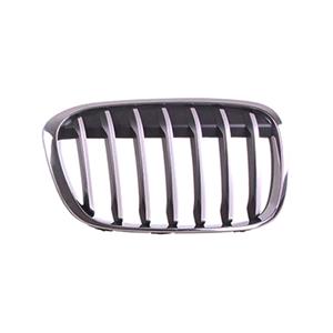 Grilles, BMW X1, F48, 2015 2019 RH (Drivers Side) Front Bumper Grille, Painted Silver, With Chrome Frame, 