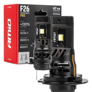 AMIO F26 PRO LumiTec 12-24V 68W H7/H18 +130% Brighter LED Headlight Bulbs - Twin Pack