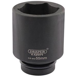 Sockets, Draper Expert 05156 55mm 1 inch Square Drive Hi Torq 6 Point Deep Impact Socket, Draper