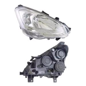 Lights, Right Headlamp (Halogen, Takes H4 Bulb, Supplied With Motor & Bulb, Original Equipment) for Citroen BERLINGO Van  2008 2012, 