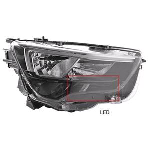 Lights, Right Headlamp (Halogen, Takes H7 / H1, With LED Daytime Running Light, Supplied With Bulbs, Original Equipment) for Vauxhall COMBO Mk IV 2018 Onwards, 