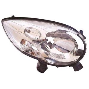Lights, Right Headlamp (Halogen, Takes H4 Bulb, Supplied With Motor, Original Equipment) for Citroen C1 2005 2014, 