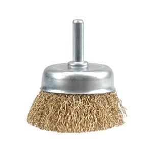 Wire Brushes, CUP BRUSH W. SHAFT 50MM, CRIMPED WIRE, VOREL