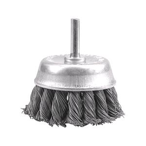 Wire Brushes, CUP BRUSH W. SHAFT 75MM, TWISTED WIRE, VOREL