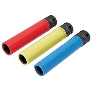 Wheel Nut Sockets, Draper 07121 Extra Long Alloy Wheel Nut Socket Set, 1/2" Sq. Dr. 150mm (3 Piece), Draper