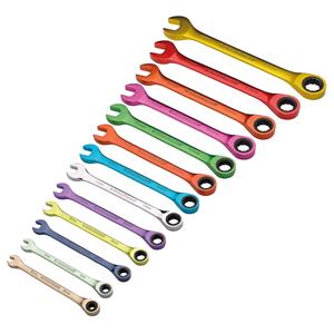 Metric Spanner Sets, Draper 07142 HI TORQ Metric Ratchet Combination Spanner Set (13 Piece), Draper