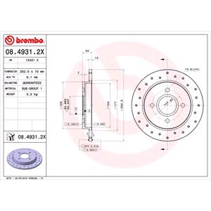 Brake Discs, Brembo Rear Axle Brake Discs (Pair)   Diameter: 252.5mm (08.4931.2X), Brembo