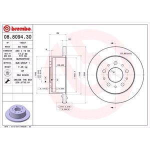 Brake Discs, Brembo Rear Axle Brake Discs (Pair)   Diameter: 280mm   08.8094.30, Brembo