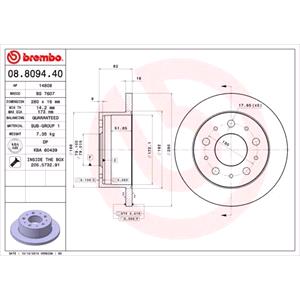 Brake Discs, Brembo Prime Rear Axle Brake Discs (Pair)   Diameter: 280mm   08.8094.40, Brembo