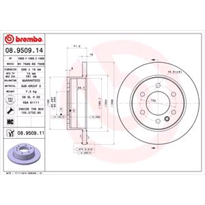 Brake Discs, Brembo Prime Rear Axle Brake Discs (Pair)   Diameter: 298mm   08.9509.11, Brembo