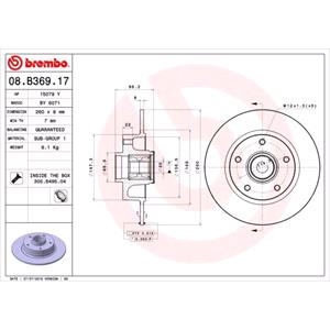 Brake Discs, Brembo Prime Rear Axle Brake Discs (Pair)   Diameter: 260mm   08.B369.17, Brembo