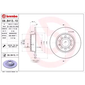 Brake Discs, Brembo Rear Axle Brake Discs (Pair)   Diameter: 272mm   08.B413.10, Brembo