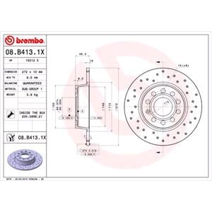 Brake Discs, Brembo Xtra Rear Axle Brake Discs (Pair)   Diameter: 272mm   08.B413.1X, Brembo