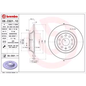 Brake Discs, Brembo Prime Rear Axle Brake Discs (Pair)   Diameter: 300mm   08.C501.11, Brembo