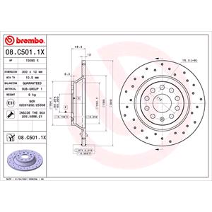 Brake Discs, Brembo Xtra Rear Axle Brake Discs (Pair)   Diameter: 300mm   08.C501.1X, Brembo