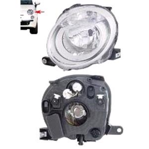 Lights, Left Headlamp (Low Beam, Halogen, Takes H7 Bulb, Supplied With Motor) for Fiat 500 2008 on, 