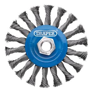 Wire Wheels, Draper 08058 Steel Twist Knot Flat Wire Wheel Brush, 115mm, M14, Draper