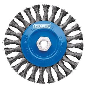 Wire Wheels, Draper 08059 Steel Twist Knot Flat Wire Wheel Brush, 150mm, M14, Draper