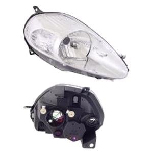 Lights, Right Headlamp (Chrome Bezel, With 8 Pin Connector) for Fiat GRANDE PUNTO 2009 on, 