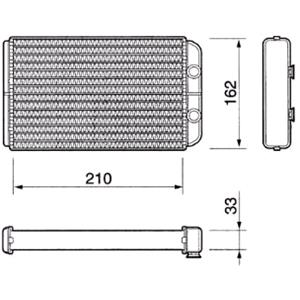 Interior Heating Heat Exchangers, Heater Radiator Notes: Air Con.: Yes   No Size (mm): 210 x 162 x 33, 